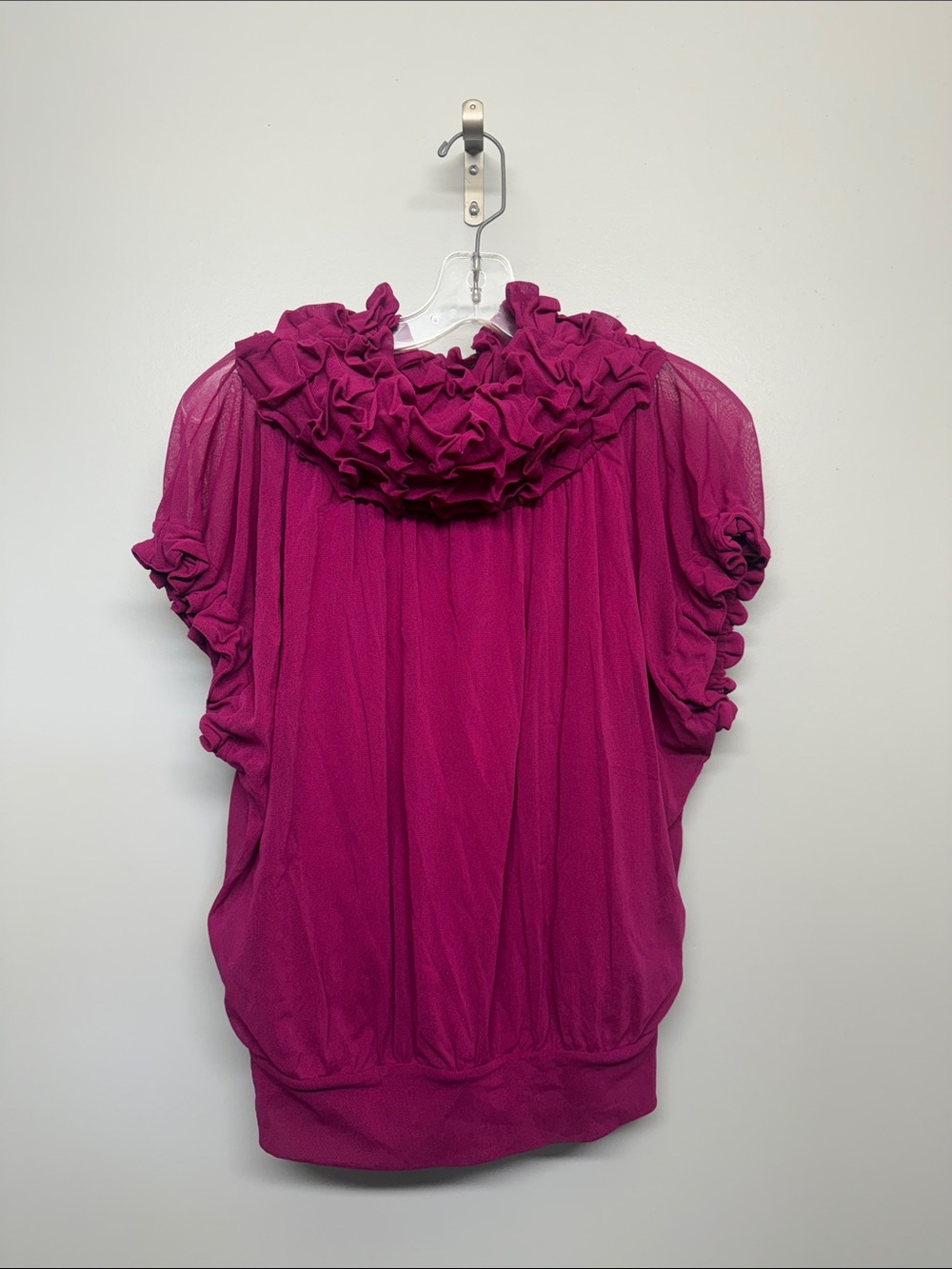 Vivienne Tam Vintage Fuchsia Pink Purple Ruffle Blouse